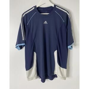 Vintage Adidas T Shirt Men's Size L Blue Short Sleeve Crew Neck Competition Y2K